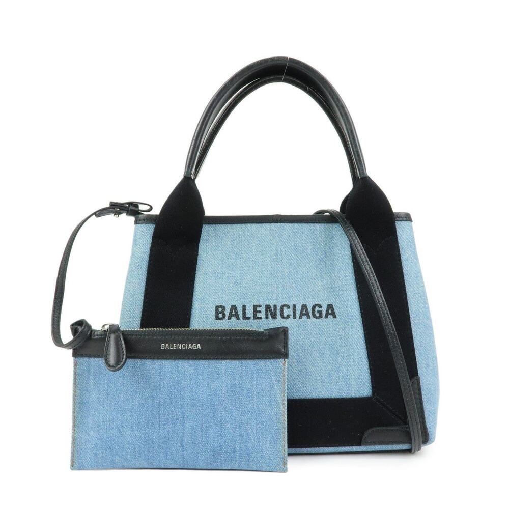 Balenciaga Denim Cabas XS Tote Blue Leather